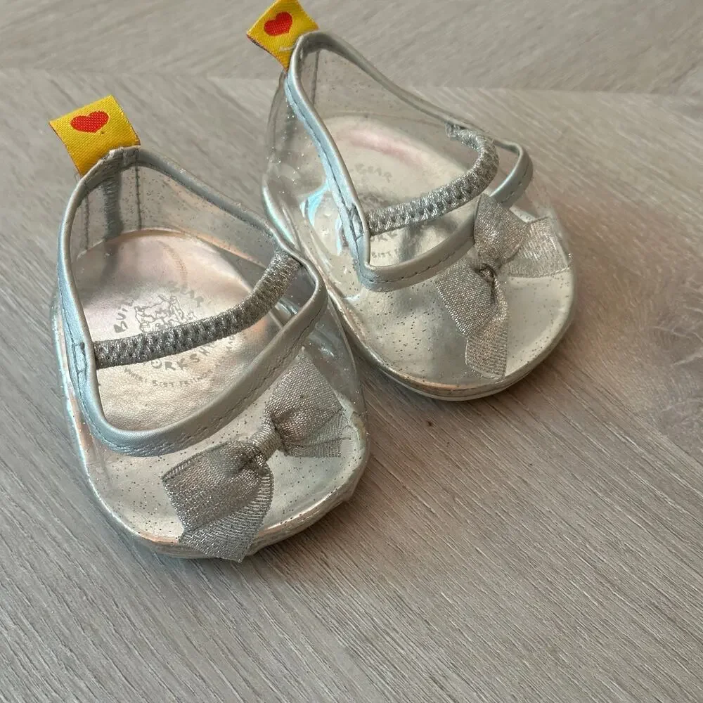 Build a Bear Shoes Silver High Heels Glitter Princess Cinderella